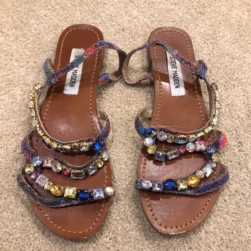 Steve Madden "Blazzzed" Jeweled Flat Sandals